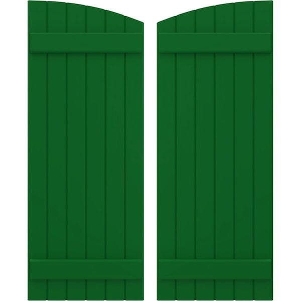 Ekena Millwork Americraft 6-Board (2 Batten) Wood Joined Board-n-Batten Shutters w/Ellipt Top, ARW101BE621X77HGH, PR ARW101BE621X77HGH - main